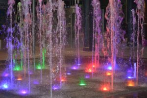 fountain lights night