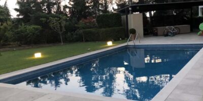 swimming pool construction in a garden at thessaloniki