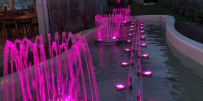 pink fountain on
